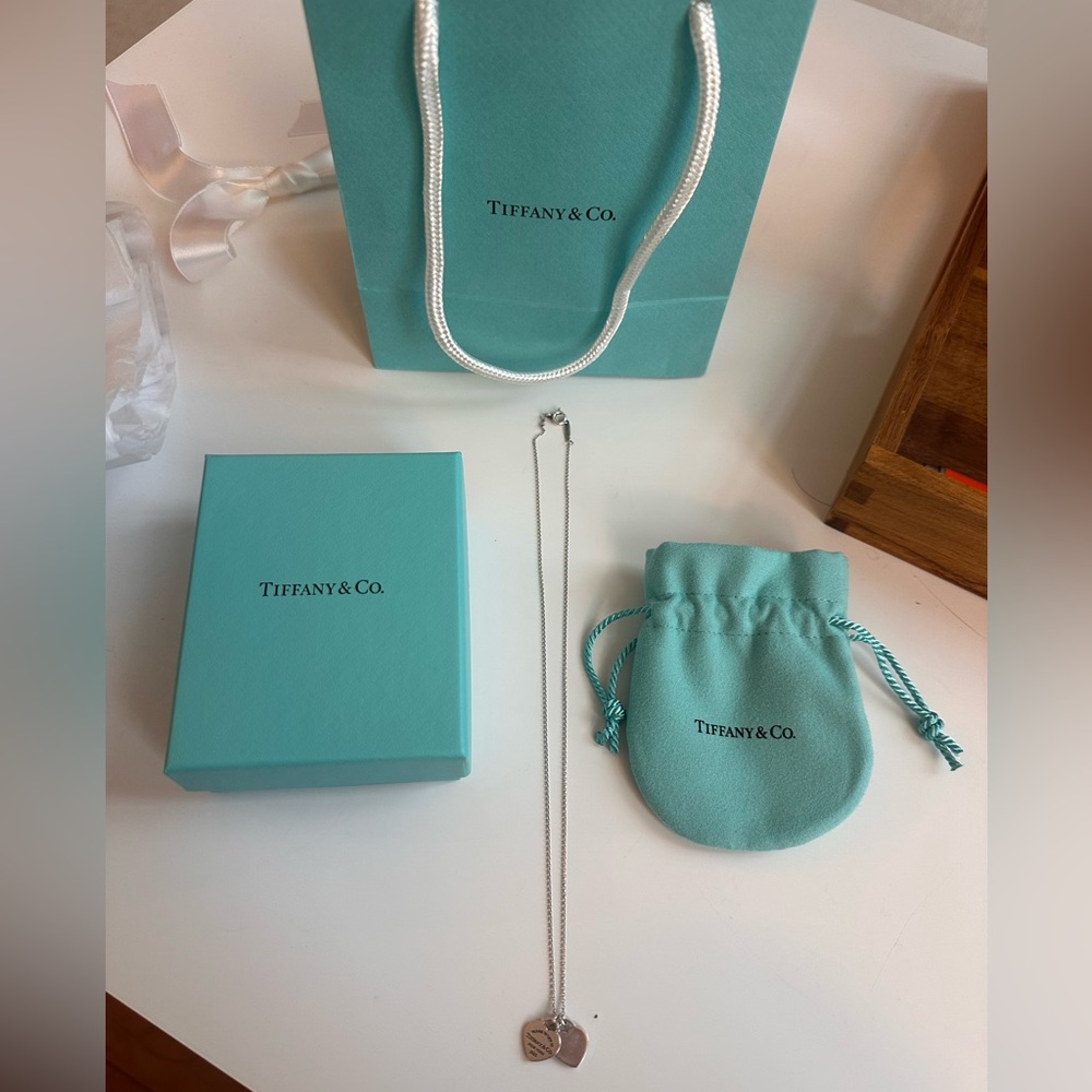 Tiffany & Co. Silver Double Heart Mini Necklace